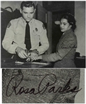Rosa Parks Signed 10 x 8 Photo of Her Being Booked After Her Arrest -- With JSA COA