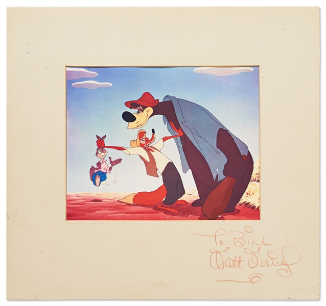 Walt Disney Signed Dye Transfer Print from ''Song of the South'' Featuring Br'er Rabbit, Br'er Fox & Br'er Bear -- With Phil Sears COA