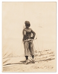 Charlie Chaplin Signed 7'' x 9'' Photo as The Tramp, in a Scene from ''The Circus''