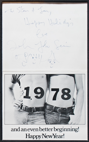 ''Please Please Me'' Album Signed by All Four Beatles Without Inscription -- Plus John Lennon Signed & Handwritten Card with Doodles -- With Epperson COAs for All