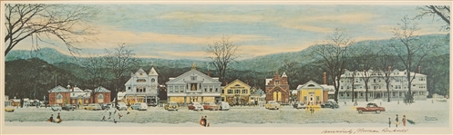 Norman Rockwell Signed Print of His Beloved Piece ''Stockbridge Main Street at Christmas''