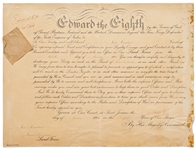 Scarce 1936 Military Appointment Signed by King Edward VIII Before His Abdication -- Edward Writes ''Col in Chief'' Under His Signature
