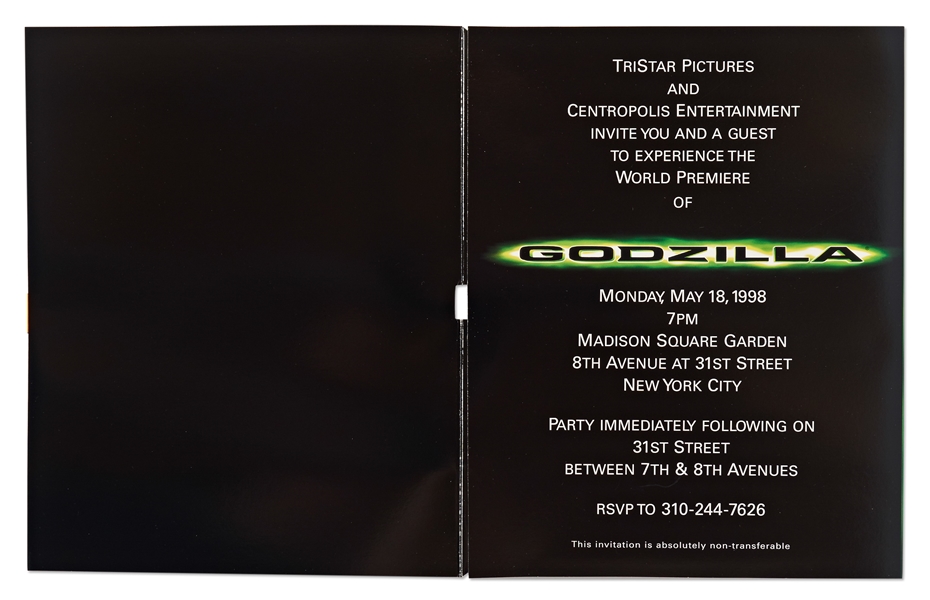 Roland Emmerich's ''Godzilla'' World Premiere Invitation -- Invite Opens to Sound Effects