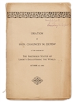 Statue of Liberty Dedication Booklet -- The Oration by Chauncey M. Depew Who Hosted the Ceremony in 1886
