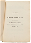 Statue of Liberty Dedication Booklet -- The Oration by Chauncey M. Depew Who Hosted the Ceremony in 1886