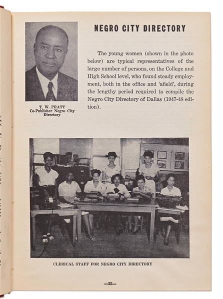 The Dallas ''Negro City Directory'' from 1947-48 -- Profusely Illustrated, Directory Lists Both Individual Addresses of the City's Black Population and Businesses Serving Them