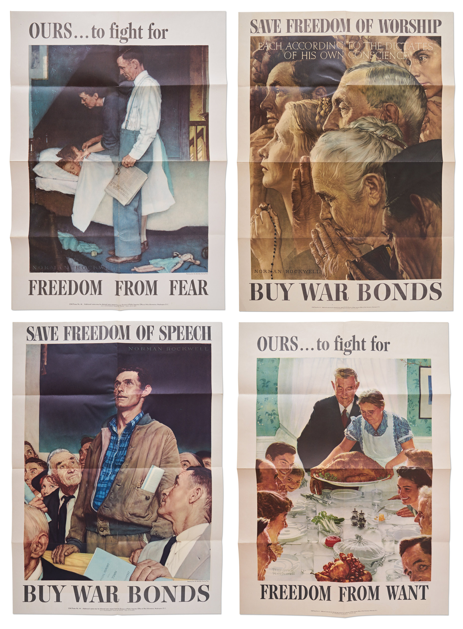 Lot Detail - Norman Rockwell ''Four Freedoms'' Posters -- Complete Set ...