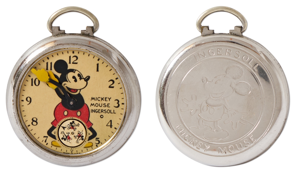 Disney Mickey Mouse Pocket Watch by Ingersoll, Circa 1930s with the Original Box