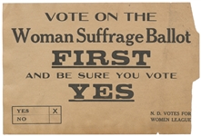 Broadside Advocating for the Support of Womens Suffrage -- Circa 1917 from North Dakota