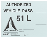 NASA Vehicle Pass for Space Shuttle Challenger STS-51-L