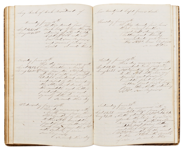 19th Century Whaling Logbook of the Bark President Out of New Bedford -- Documenting an Expedition from 1867-1868