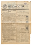 Lavrenti Beria Autograph Note Signed on 8 September 1945 ''Pravda'' Newspaper with Joseph Stalin's Speech Announcing the End of World War II