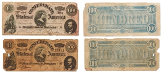Lot of 48 Currency Bills Issued by the Confederate States of American During the Civil War