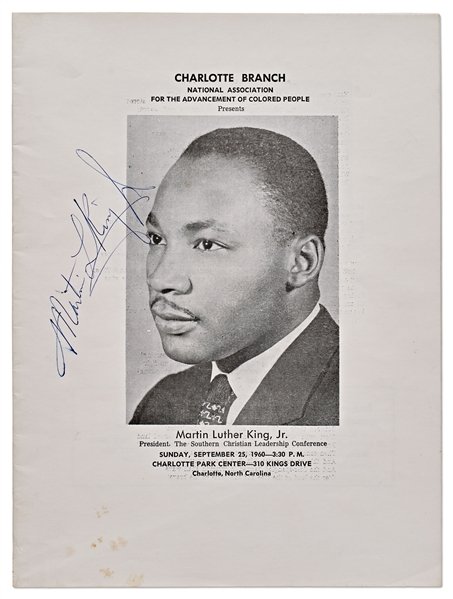 Martin Luther King Signed Civil Rights Program from 1960 -- Without Inscription -- With University Archives COA
