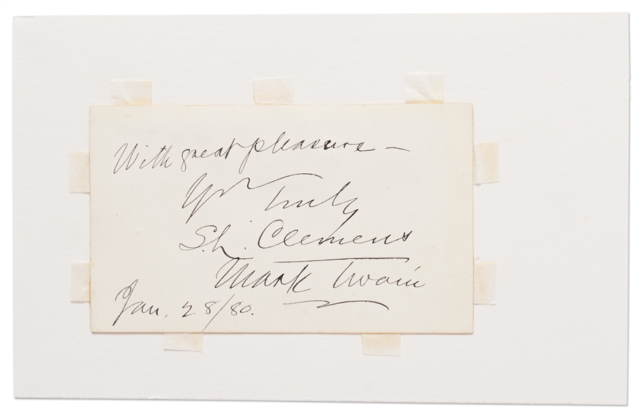 Mark Twain Dual-Signed Signature with Both His Pen & Given Names -- Uninscribed