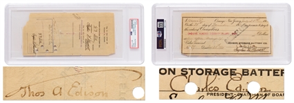 Thomas Edison Signed Check for $100,000 from the Edison Storage Battery Co. -- Encapsulated by PSA/DNA