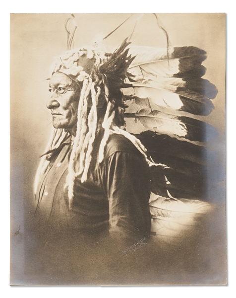 Photograph by David F. Barry of Sitting Bull -- Measures 7.5 x 9.375