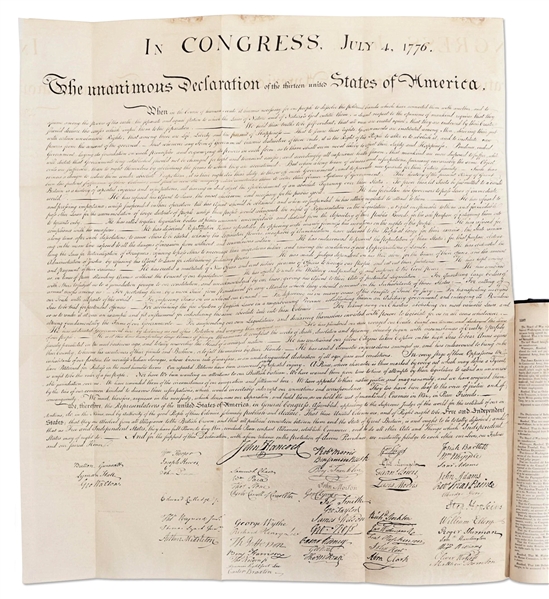 1833 Force Declaration of Independence From Original Copper Plate -- Contained Within ''American Archives''