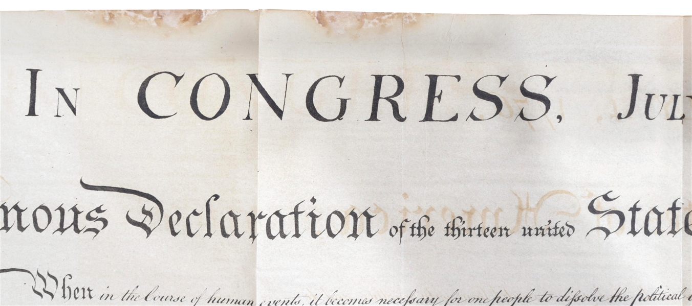 1833 Force Declaration of Independence From Original Copper Plate -- Contained Within ''American Archives''