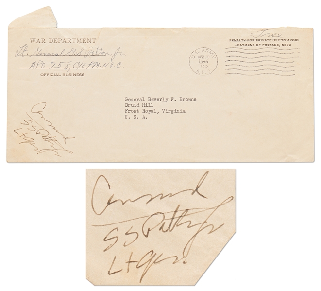 Lt. General George S. Patton Signed Free Frank War Department Envelope from 1943