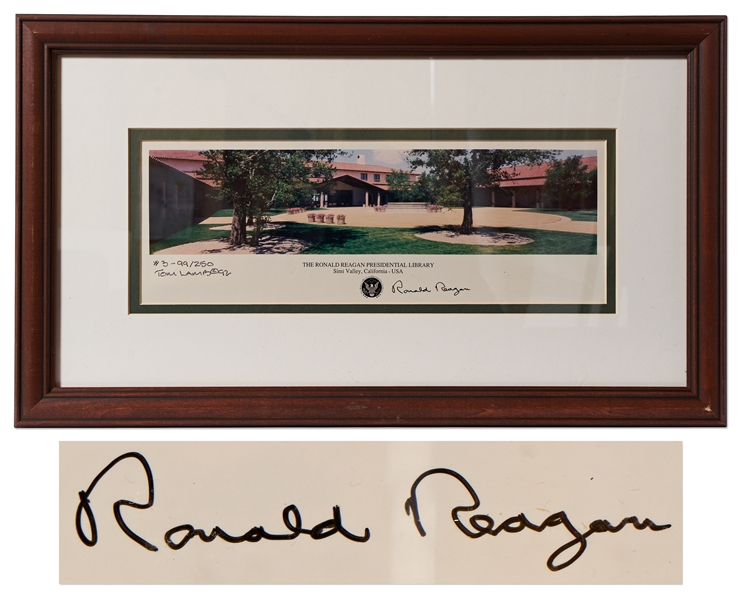 Ronald Reagan Signed Limited Edition Photo of His Presidential Library -- Panoramic Photo Measures 14.5 x 5
