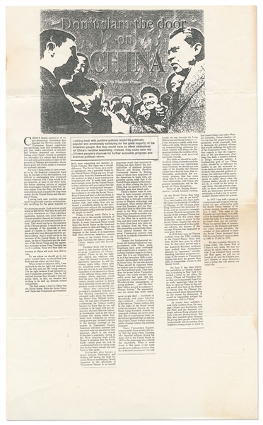 Richard Nixon Autograph Letter Signed Regarding His China Policy -- ''...sanctions...would force the Chinese leaders to turn back to their posture before 1972...''