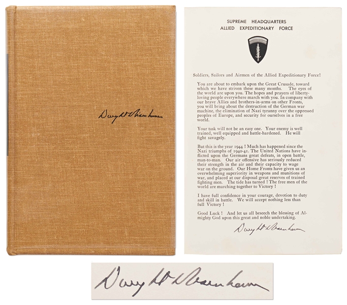 Dwight D. Eisenhower Signed D-Day Speech From the Limited Edition of ''Crusade in Europe'' -- Housed in Original Glassine Dust Jacket & Slipcase