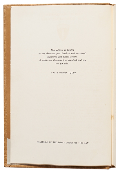 Dwight D. Eisenhower Signed D-Day Speech From the Limited Edition of ''Crusade in Europe'' -- Housed in Original Glassine Dust Jacket & Slipcase