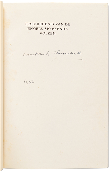 Winston Churchill Signed First Dutch Edition of His Classic Work, A History of the English-Speaking Peoples -- Without Inscription