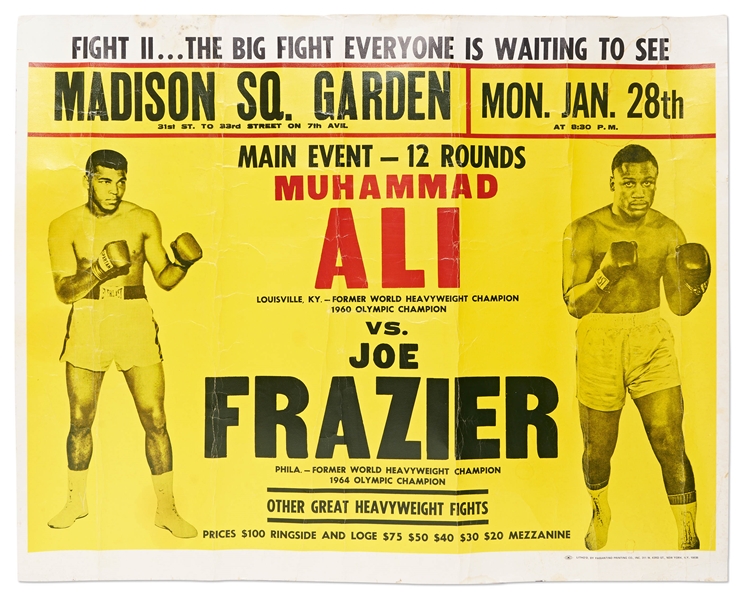 Original Poster from the 1974 Muhammad Ali & Joe Frazier Fight of the Century Rematch