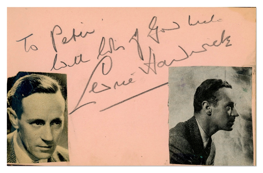 Charlie Chaplin Autograph & Self-Portrait Sketch of Himself as The Tramp -- Also Signed by Douglas Fairbanks, Jr., Leslie Howard & More