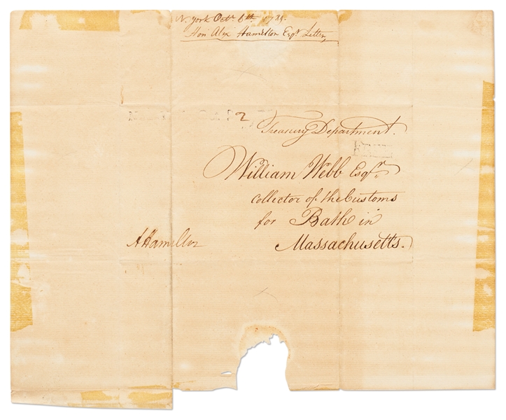 Alexander Hamilton Circular Signed as U.S. Treasury Secretary from October 1789 -- And Signed a Second Time by Hamilton with His Franking Signature