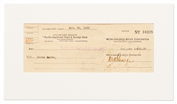Greta Garbo Twice-Endorsed MGM Check -- 1925 Check Was Likely for Garbo's First MGM Film, ''Torrent''