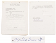Marlon Brando Signed 32pp. Contract to Star as Col. Walter Kurtz in  ''Apocalypse Now'' -- Lot Also Includes ''Apocalypse Now'' Documents Signed by The Doors, Harry Dean Stanton, Colleen Camp & More