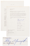 Marlon Brando Signed 32pp. Contract to Star as Col. Walter Kurtz in  ''Apocalypse Now'' -- Lot Also Includes ''Apocalypse Now'' Documents Signed by The Doors, Harry Dean Stanton, Colleen Camp & More