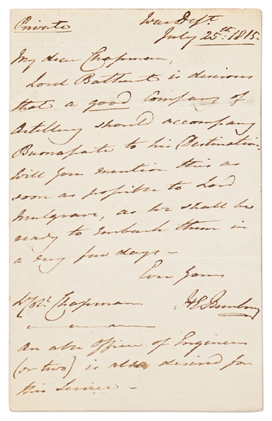 Important 1815 Letter Regarding Napoleon Bonapartes Escape from Exile & His Recapture