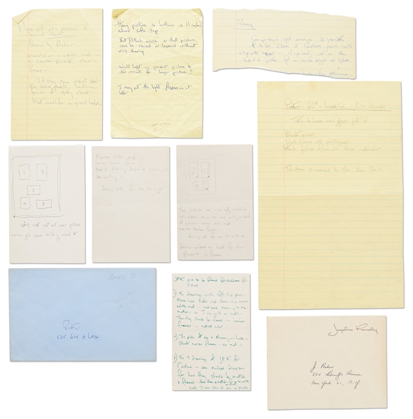 Jackie Kennedy Onassis Lot of Signed Letters & Handwritten Instructions Regarding Interior Design for her New York Apartment -- Includes Polaroids of Her Apartment