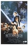 Harrison Ford, Carrie Fisher & Darth Vader's David Prowse Signed 10'' x 16'' Movie Poster Photo for ''Return of the Jedi'' -- With Steiner COA