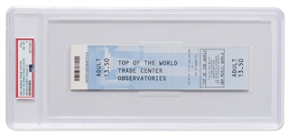 Original World Trade Center Ticket from 2001 -- Encapsulated & Graded 8 by PSA/DNA