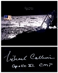 Michael Collins Signed 20 x 16 Photo of the Only Photo of Neil Armstrong on the Moon, Capturing Both Armstrong and the United States Flag