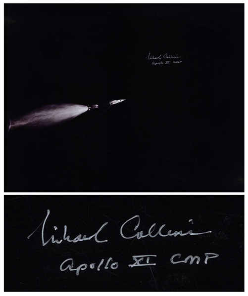 Michael Collins Signed 20'' x 16'' Photo of the Apollo 11 Saturn Rocket in Space