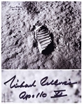 Michael Collins Signed 20 x 16 Photo of the Footprint Upon the Moon