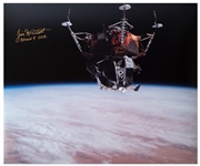 James McDivitt Signed 20'' x 16'' Photo From the Apollo 9 Mission, Showing the Lunar Module in Earth's Orbit