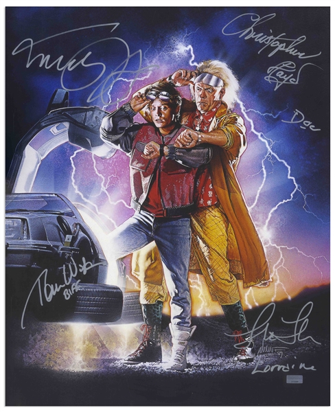 ''Back to the Future II'' Cast-Signed 16'' x 20'' Photo, With Drew Struzan Artwork