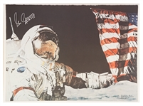 Gene Cernan Signed Moon Landing Artwork -- Cernan Was the Last Man to Walk on the Moon