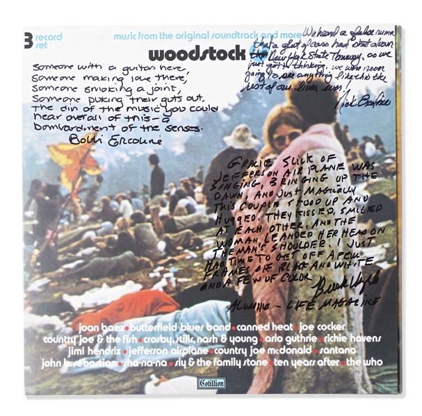 Woodstock Album Signed by Photographer Burk Uzzle & the Iconic Couple -- ...Someone with a guitar here, someone making love there, someone smoking a joint... -- With Beckett COA
