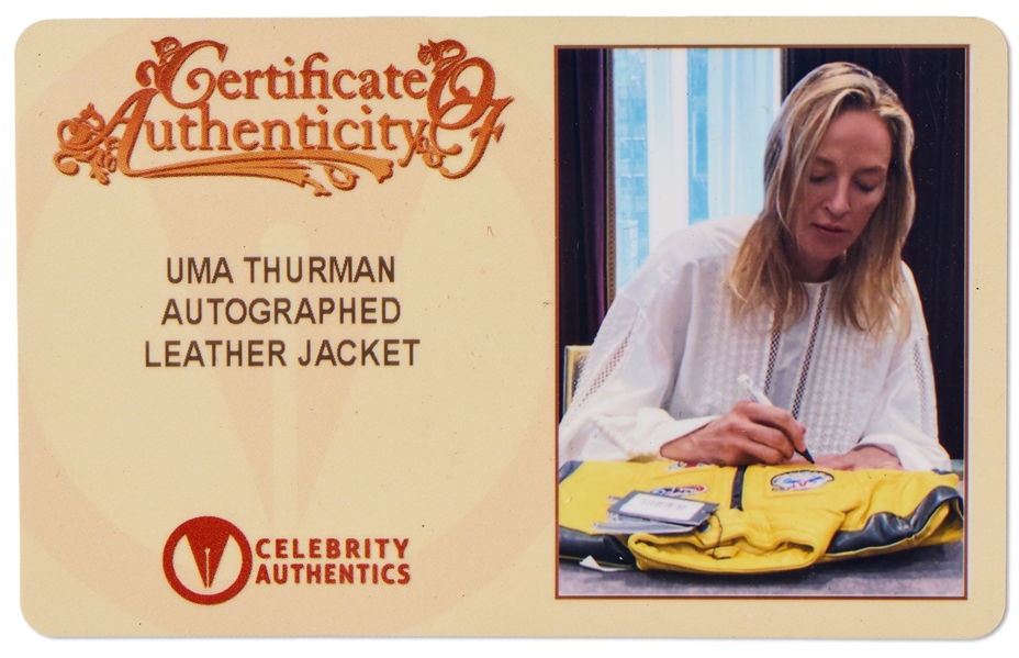 Yellow Leather ''Kill Bill'' Jacket Signed by Uma Thurman