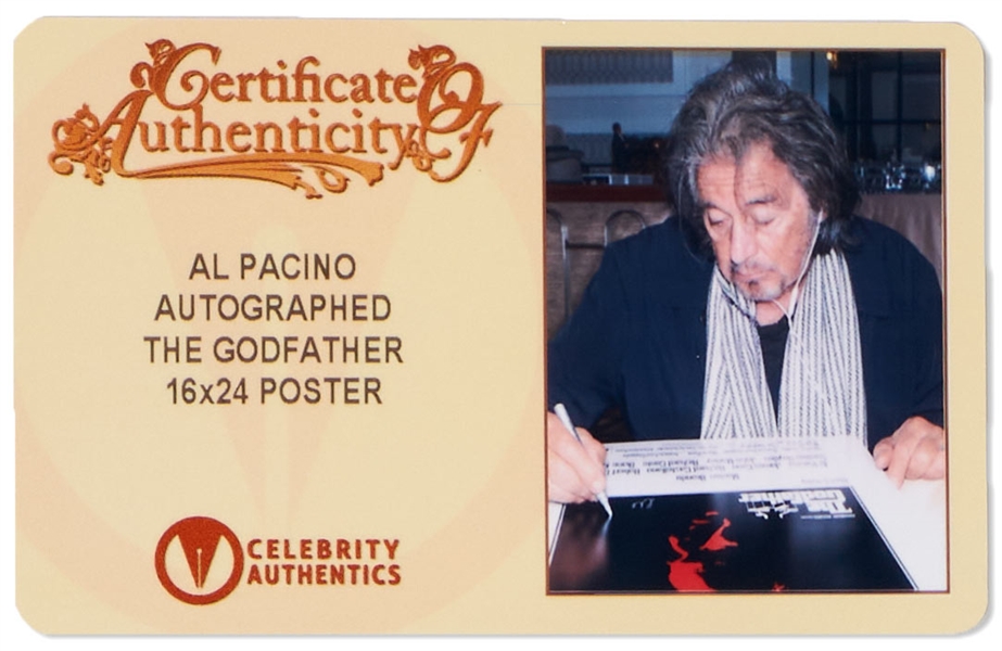 Al Pacino Signed 16'' x 24'' Photo of ''The Godfather'' Movie Poster