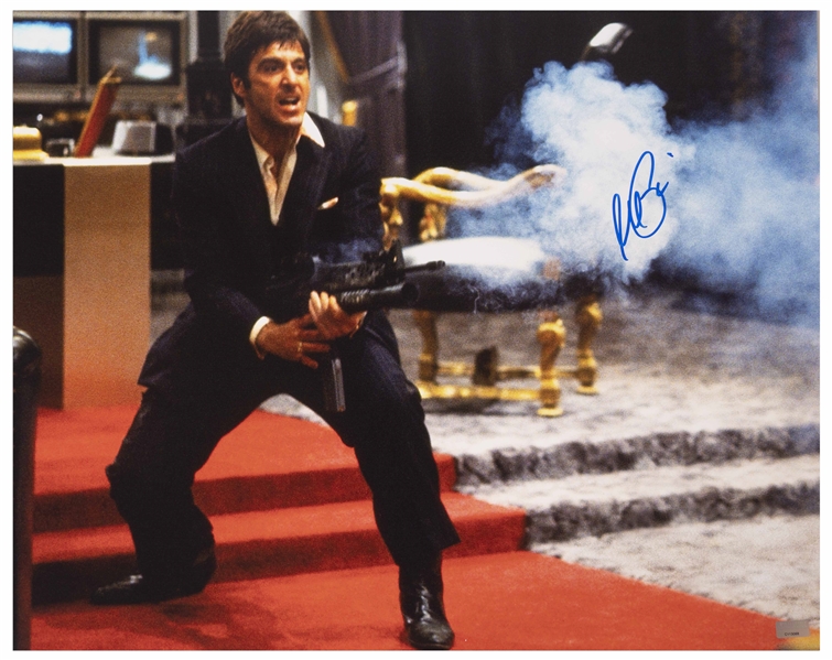 Al Pacino Signed 20'' x 16'' Scarface Photo -- From the Climactic Sequence