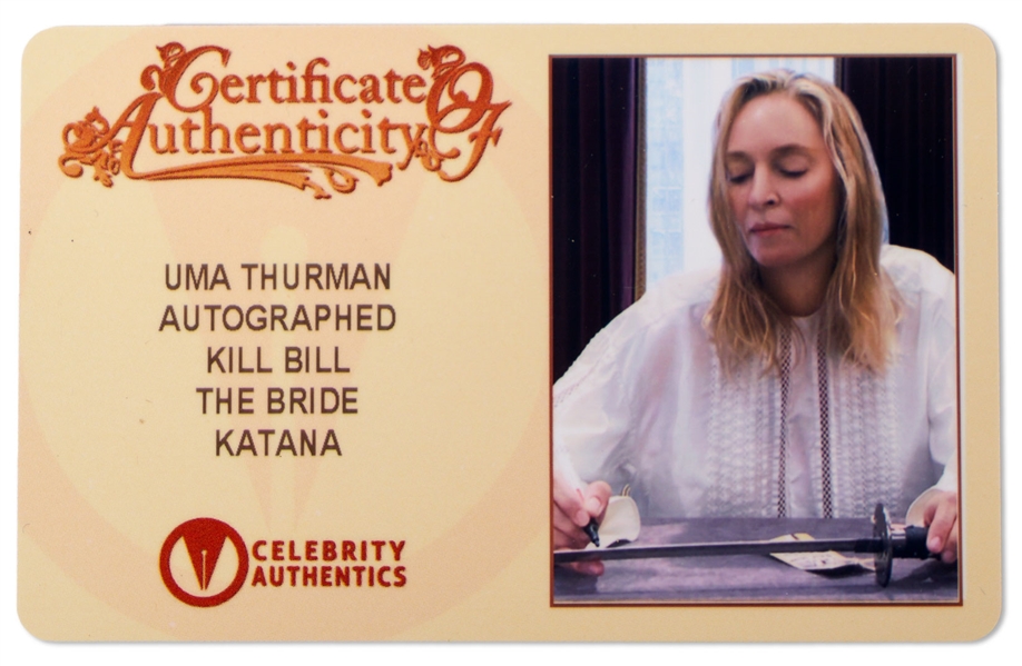 Uma Thurman Signed Katana Sword, Her Weapon From ''Kill Bill''